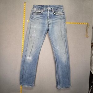 Vintage Levis 501 Jeans Mens Light Wash Button Fly Distressed USA 90s Fits 28x31